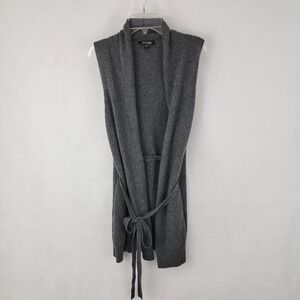 A PEA IN THE POD Womens Sweater Sz SMALL 100% Cashmere GRAY Sleeveless Belted